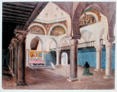 Fine Art Print of Interior of a Mosque Converted into a Bishop's Palace, Algiers, c.1835 by Theodore Leblanc