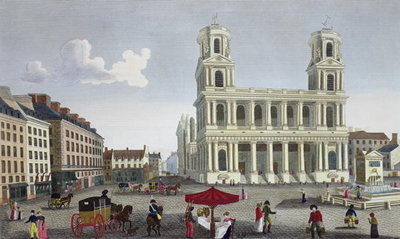 Fine Art Print of The Place Saint Sulpice, c.1815-20 by Henri Courvoisier-Voisin