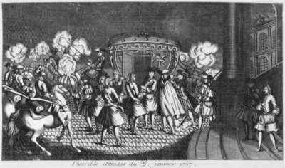 Fine Art Print of Assassination attempt on King Louis XV by French School