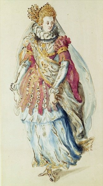 Costume design for a Lady Masquer, 1610 by Inigo Jones - print