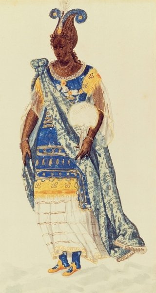 Costume design for the Daughter of Niger from 'The Masque of Blackness' by Ben Jonson by Inigo Jones - print
