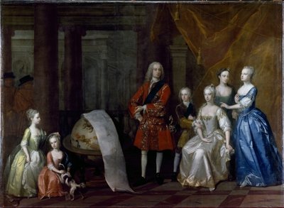 Group portrait of Frederick, Prince of Wales, with his brother the Duke of Cumberland and their five sisters, 1730 by William Aikman - print