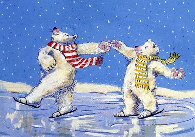 Fun on the Ice (w/c on paper) by David Cooke - print