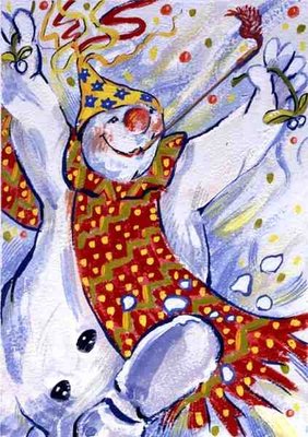 Snowman Party, 1999 (gouache on paper) by David Cooke - print
