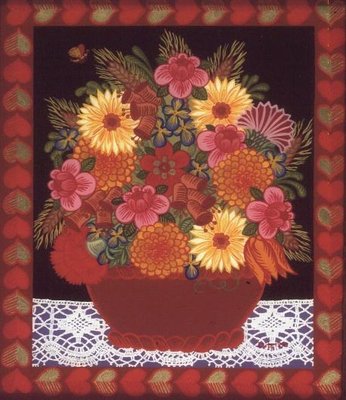 Brown Flowerbowl (painted on glass) by Ditz - print