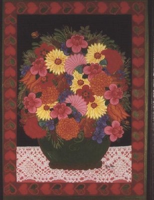 Green Flowerbowl (painted on glass) by Ditz - print