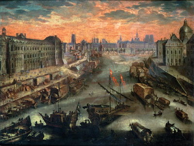 Fine Art Print of View of Paris from the Pont Royal by Franco-Flemish School