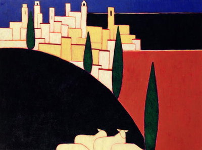Fine Art Print of San Gimignano with Sheep, 1999 by Eithne Donne