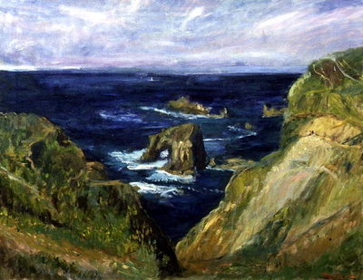 The Hole in the Rock, Cornwall, 1997 (oil on canvas) by Patricia Espir - print