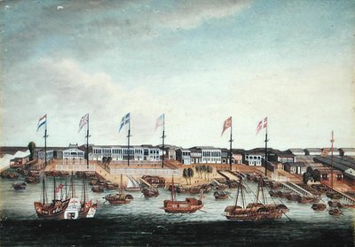 Fine Art Print of The Hongs at Canton, before 1820 by George Chinnery