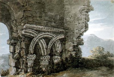 Fine Art Print of No.3204 Saxon capitals in the walls of the church of the Hospice of St. James, Dunwich, Suffolk, 1786 by Thomas Hearne