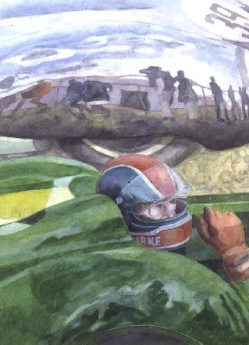 Classic Car Racing, 1992 (w/c) by Gareth Lloyd Ball - print