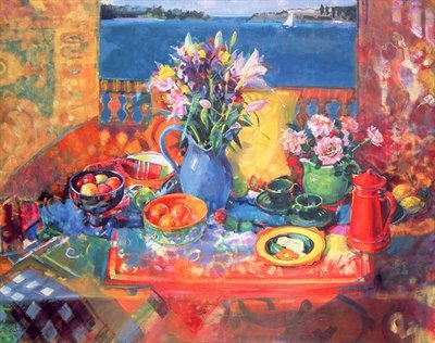 The Balcony Table (oil on canvas) by Peter Graham - print