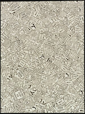 Do Not Stop on Tracks, 1993 (paper mosaic collage) by Ellen Golla - print