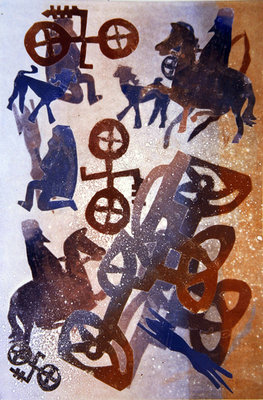 Horsemen and Symbols, 1994 by Gloria Wallington - print