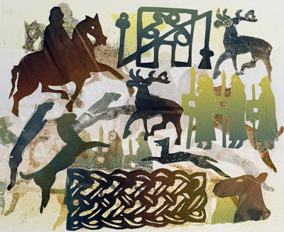 Ancient Travellers, 1995 (monotype) by Gloria Wallington - print
