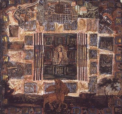 Mappa Mundi, 1994 (mixed media on paper) by Deirdre Kelly - print