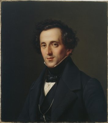 Fine Art Print of Portrait of Felix Mendelssohn, Duesseldorf, 1834-35 by Ferdinand Theodor Hildebrandt
