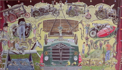 At the Vintage Show, 1993 (gouache on card) by Huw S. Parsons - print