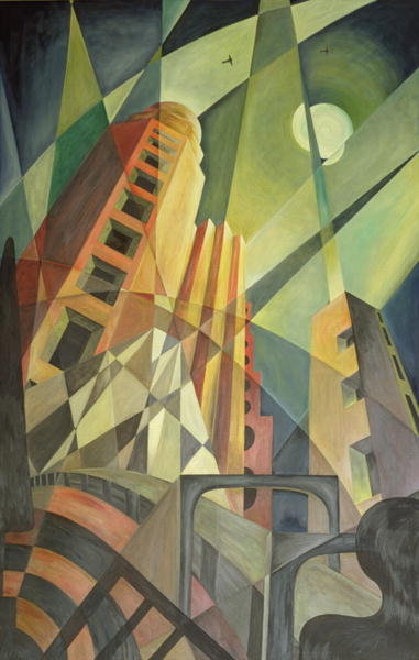 City in Shards of Light (oil on canvas) by Carolyn Hubbard-Ford - print