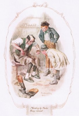 Fine Art Print of 'Mending by Master Keep himself', from 'Our Village' by Mary Russell Mitford by Charles Edmund Brock