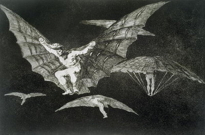 Fine Art Print of A way of flying, plate 13 of 'Proverbs', 1819-23, pub. 1864 by Francisco Jose de Goya y Lucientes