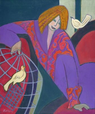 Free as a Bird, 2003-04 (acrylic on canvas) by Jeanette Lassen - print