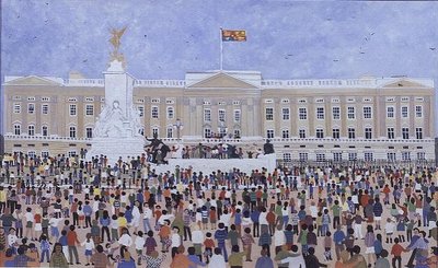 Crowds around the Palace, 1995 (w/c) by Judy Joel - print