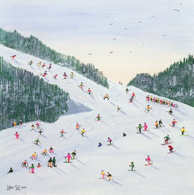 Ski-vening, 1995 (w/c) by Judy Joel - print