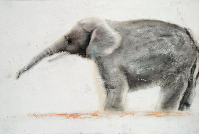 Elephant (pastel on paper) by Jung Sook Nam - print
