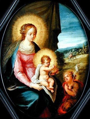Fine Art Print of Madonna and Child with the infant St. John by Frans II the Younger Francken