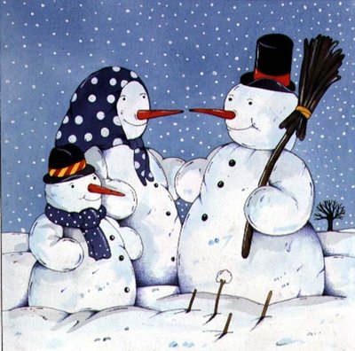 The Snowman Family, 1997 (w/c on paper) by Christian Kaempf - print