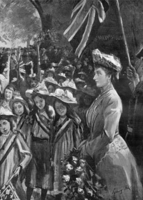 Fine Art Print of Princess Louise reviewing twenty thousand children in Battersea Park, illustration from 'The Graphic', July 19th 1902 by Sydney Prior Hall