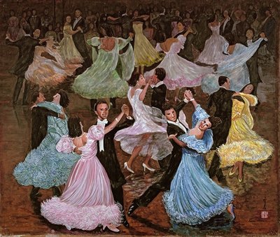 Ballroom Dancing, 1993 (gouache on silk) by Komi Chen - print
