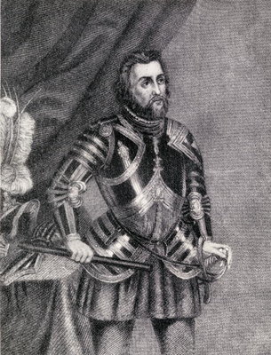Fine Art Print of Hernan Cortes, Marques del valle de Oaxaca by Spanish School