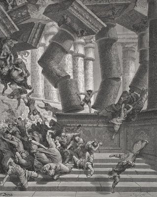 Fine Art Print of Death of Samson, Judges by Gustave Dore