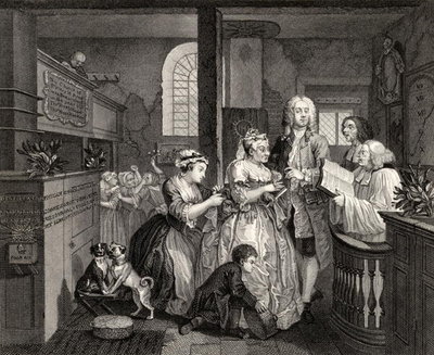 Fine Art Print of Married to an Old Maid, plate V from 'A Rake's Progress', from 'The Works of William Hogarth', published 1833 by William Hogarth