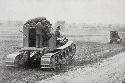 Fine Art Print of British army tanks in 1918, from 'L'Illustration', published in 1918 by French School