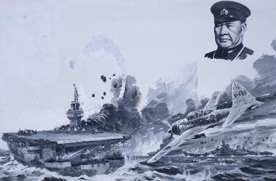 Fine Art Print of Japanese Kamikaze Attacks during World War II by Graham Coton