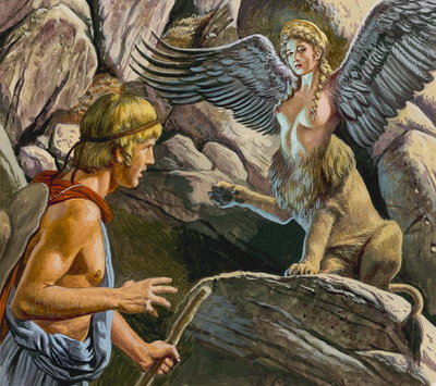 Fine Art Print of Oedipus encountering the Sphinx by Roger Payne