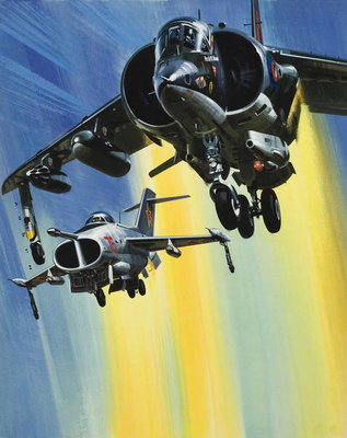 Fine Art Print of Vertical Take-off jets by Wilf Hardy
