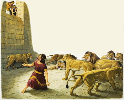 Fine Art Print of Daniel in the Lion's Den by Anonymous