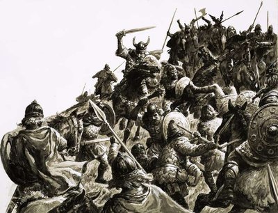 Fine Art Print of Danish Vikings attack the British forces under King Alfred by C.L. Doughty