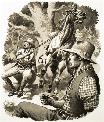 Fine Art Print of On the Run: Hunted -- By a Hundred Human Bloodhounds by English School