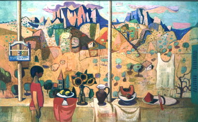 The Patio at Noon, 1996 (oil on canvas) by Leon Morrocco - print