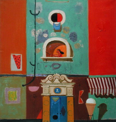Tenement Facade (oil on board) by Leon Morrocco - print