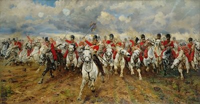 Scotland For Ever! 1881 (oil on canvas) by Lady Butler - print