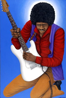 Jimi Hendrix (1942-70) (acrylic on linen) by Larry Smart - print