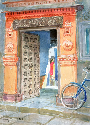 In the Old Town, Bhuj, 2003 (w/c on paper) by Lucy Willis - print