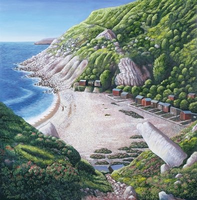 Church Ope Cove, 1999 (oil on canvas) by Liz Wright - print